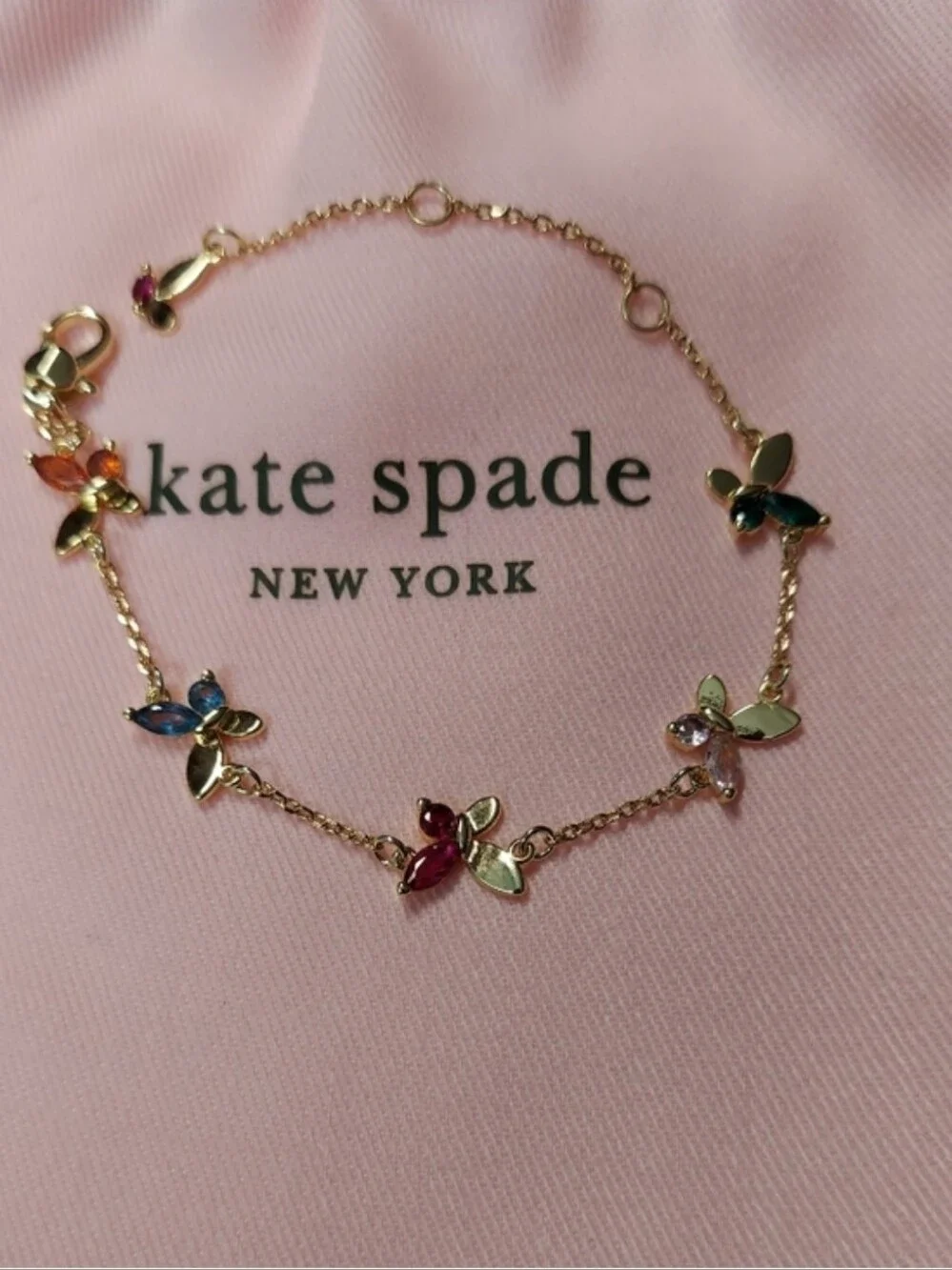 kate spade Gold  Social Butterfly Chain Bracelet with Multicolor Gems - Picture 5 of 5
